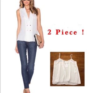 L'Academie Military Button Down Sleeveless White Blouse L REVOLVE Cami Satin M